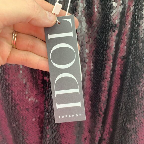 Topshop Size 10 Pants Sequin Idol Premium Black All Over Pull On Straight Leg - Picture 5 of 10